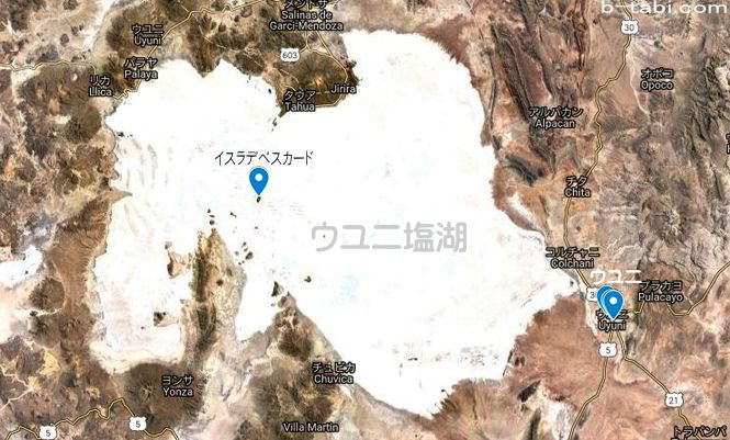 ウユニ塩湖衛星写真